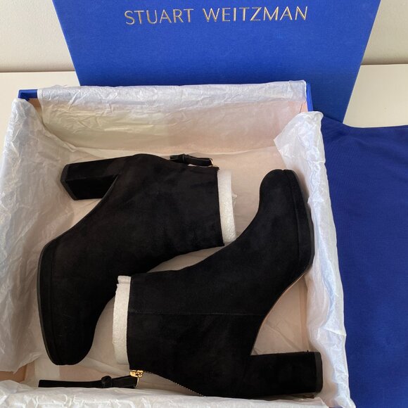 Stuart Weitzman | Martine Black Suede Booties - Size 5.5 - Made in Spain - Picture 5 of 13